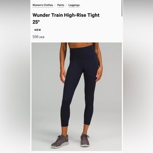 Lululemon Wunder Train Leggings tight 25 inch. Size 4. Perfect condition.